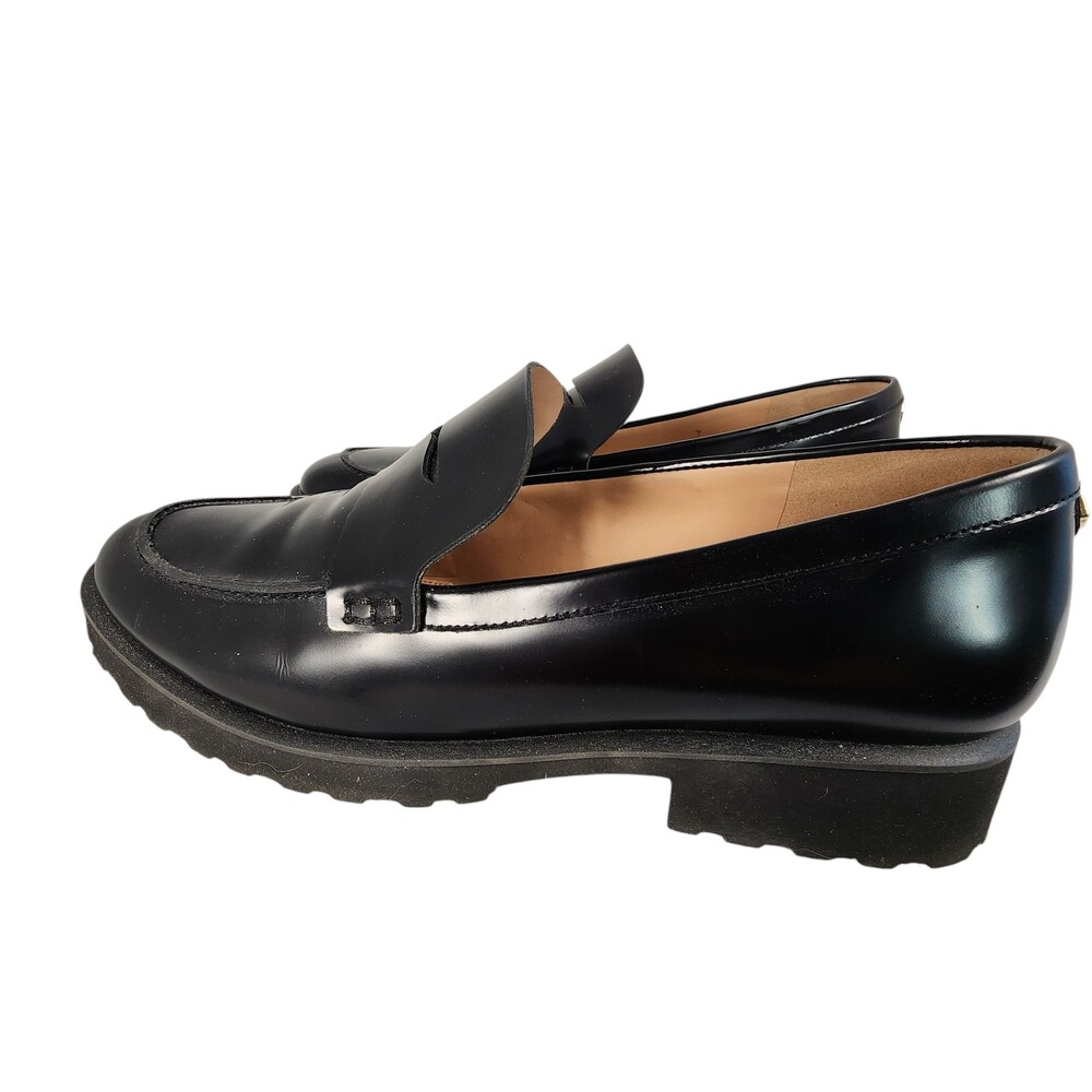 Cole Haan Geneva Loafer Black Box Calf Leather Lug Sole Penny Shoes 11 B EUC